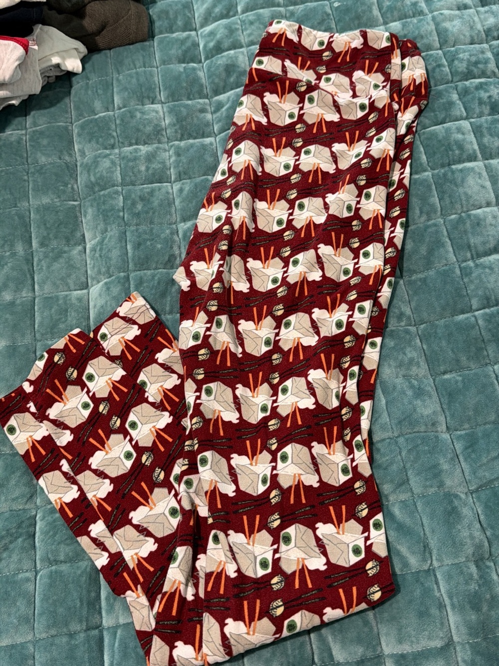 LuLaRoe Red Takeout Print Leggings